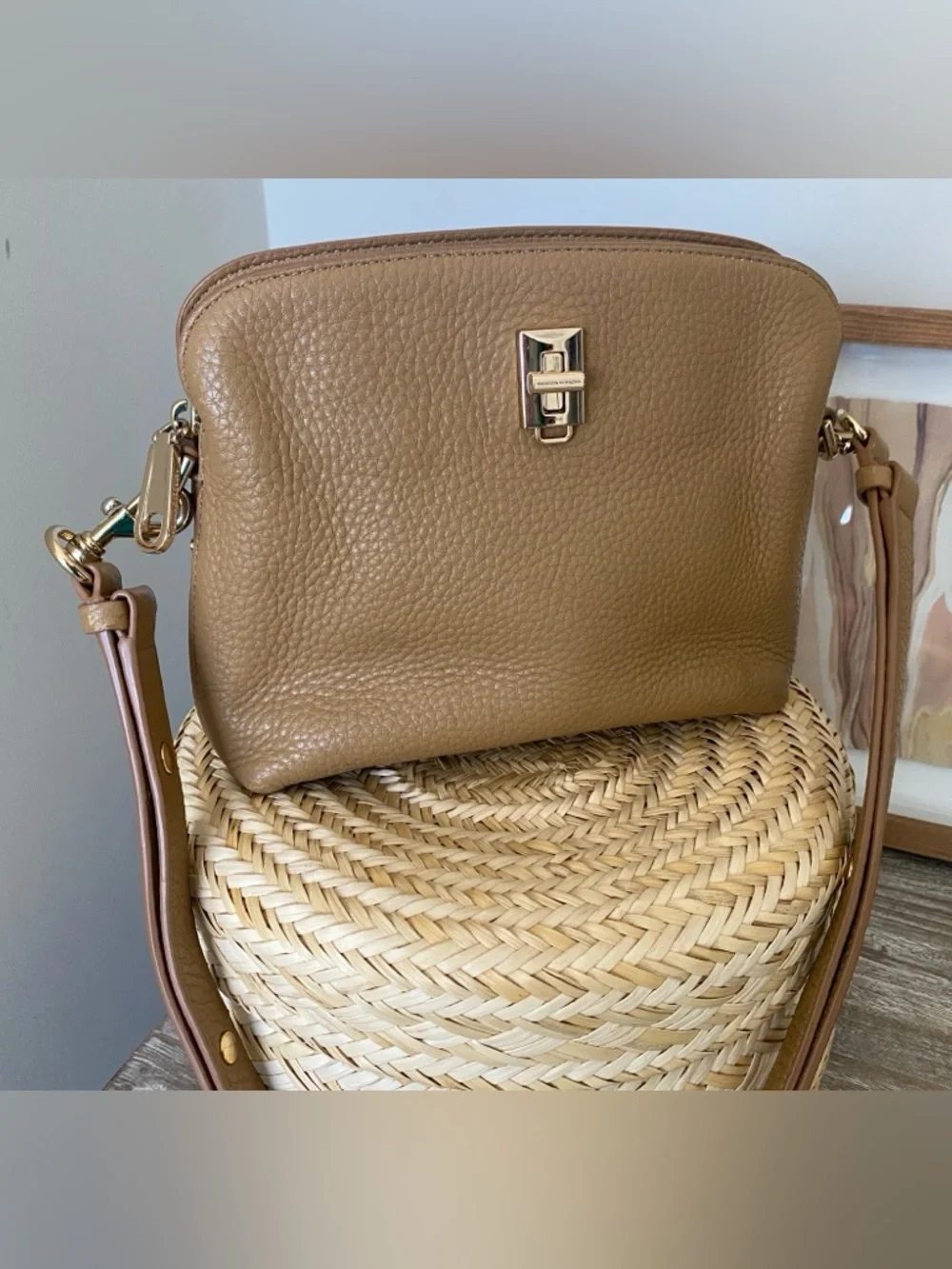 Rebecca Minkoff Darren Zip Top Two Way Women's Tan Pebble Leather Bag